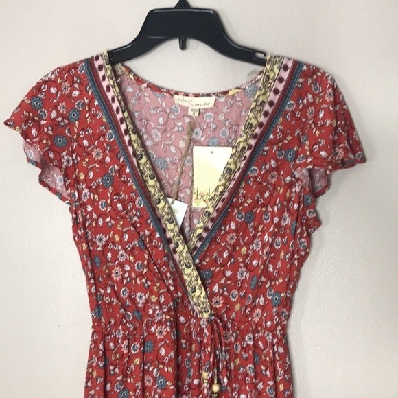 Bebop ditsy floral bohemian prairie maxi dress with matching hair scrunchie - Picture 2 of 11